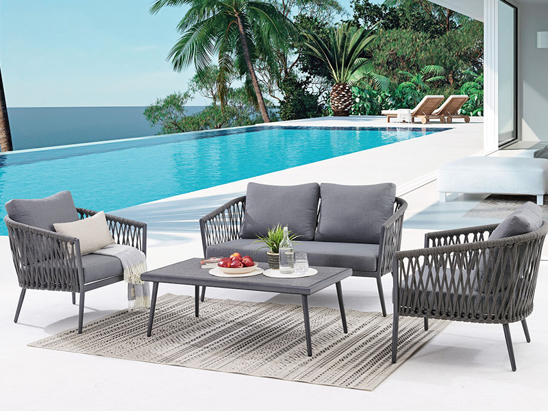 Luxusstil Hotel Garten Garten Hinterhof Terrasse Aluminium Seil Outdoor Sofas Set Möbel YQC-2714