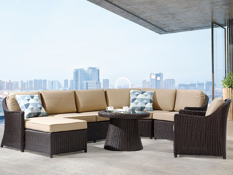 Rattan Sectional Sofa Aluminiumrahmen Outdoor Möbel YQR-1603