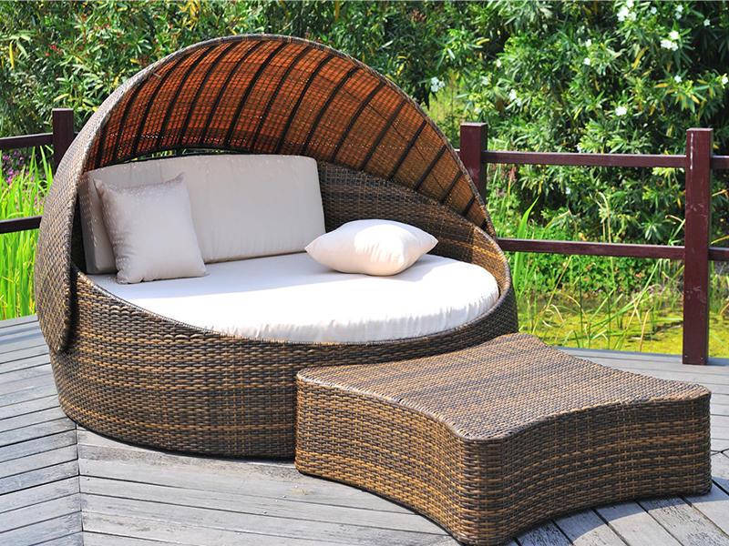 Rattanbett im Freien, Big Outdoor Freizeitbett YQR-192