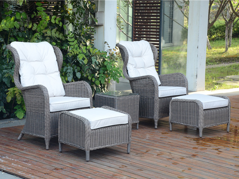 5pcs Aluminium-Rattan-Sofa, Rattan-Stuhl im Freien mit Fußstütze, Freizeitsofa Set YQR-306a