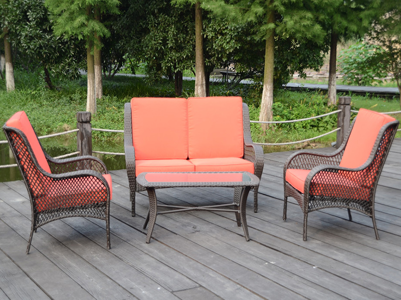 KD-Design Rattan Möbel, großes Outdoor-Sofa, Stahlrahmengarten-Set YQR-412
