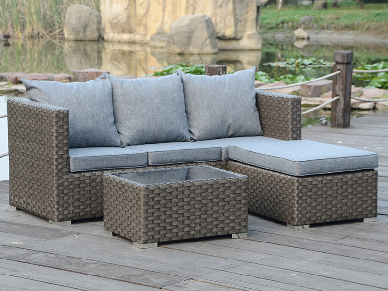 Einfacher 3pcs Rattan-Sofa-Set, Aluminiumrahmen Freizeit im Freien Möbel YQR-428