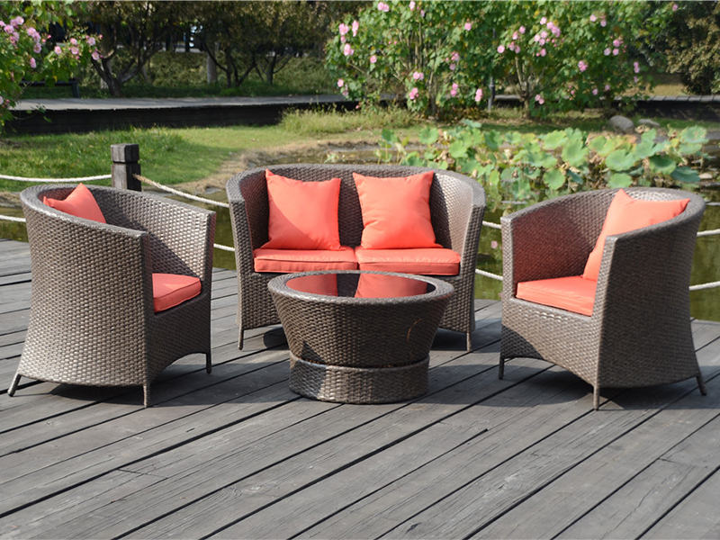 Klassiker Rattan Furniture, 4PCS Rattan Sofa Set, Outdoor-Freizeitmöbel YQR-480