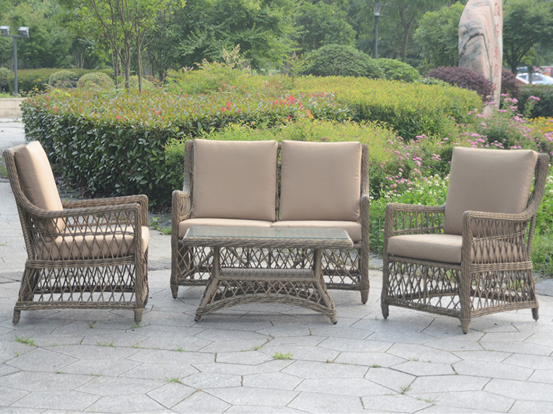 Schöner runde Rattan-Websofa Set, europäisches Outdoor-Sofa, Aluminiumrahmen Freizeitsofa Set YQR-527B-2