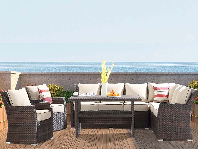 KD Rattan Möbel, Sektionsofa Set, Rattanmöbel im Freien, Garten entspannende Möbel YQR-701