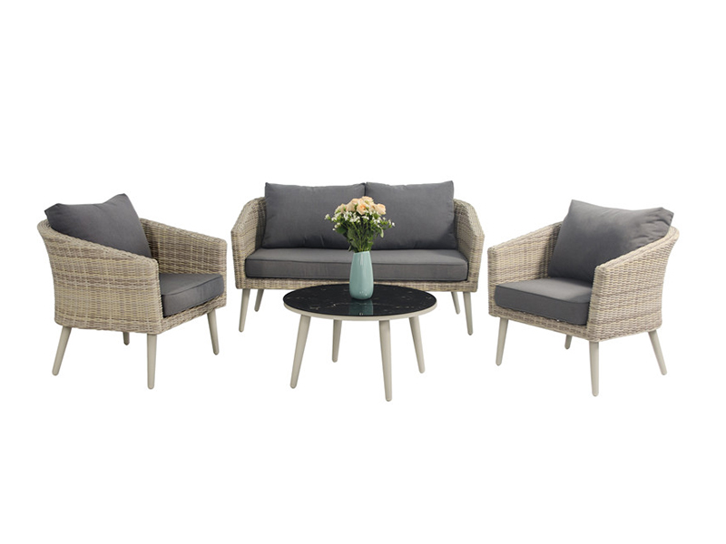 Halb runde Rattan -Sofa -Set, KD -Design, Aluminiumrahmen Rattan -Sofa -Set