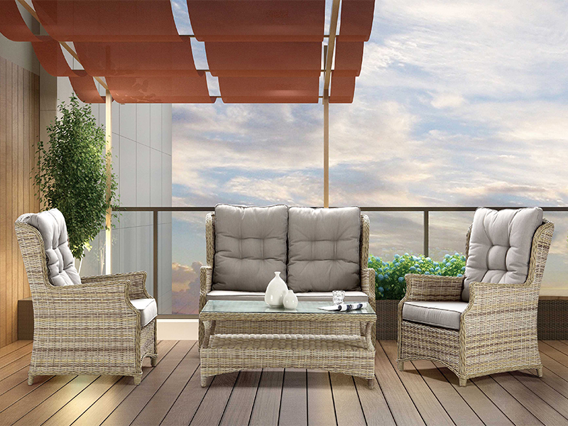 4PCS Rattan Garden Sofa Set halb rund Rattan und rund Rattan Weaving YQR-724